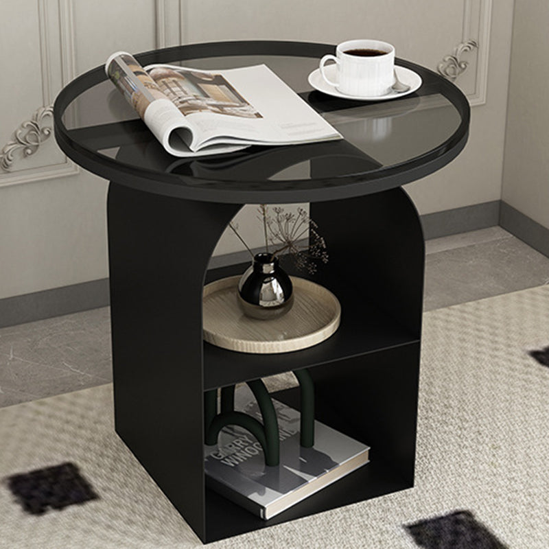 Minimalist Tempered Glass Iron 3-Tier End Table