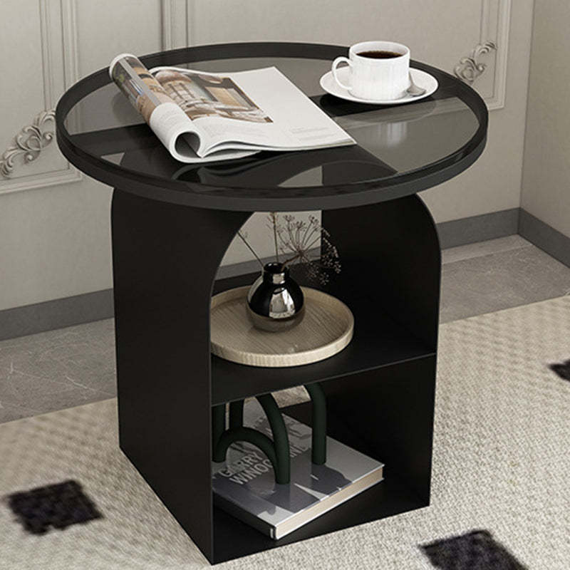 Minimalist Tempered Glass Iron 3-Tier End Table