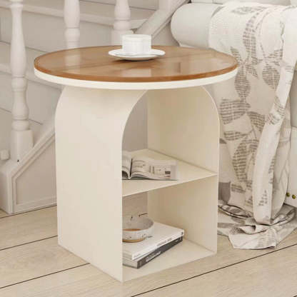 Minimalist Tempered Glass Iron 3-Tier End Table