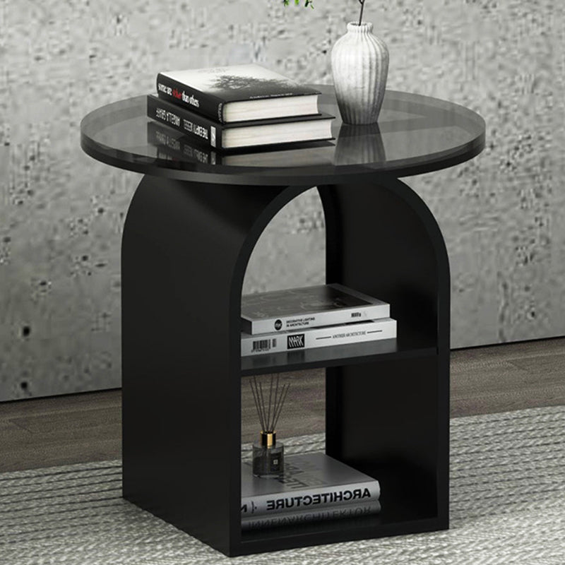 Minimalist Tempered Glass Iron 3-Tier End Table