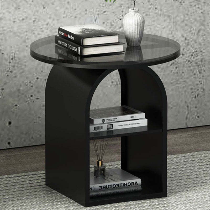 Minimalist end 3-tier iron end & side tables — Tempered Glass / Black
