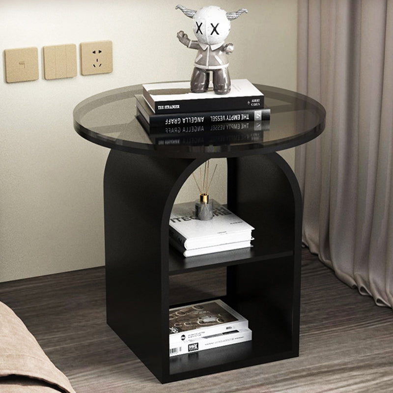 Minimalist Tempered Glass Iron 3-Tier End Table