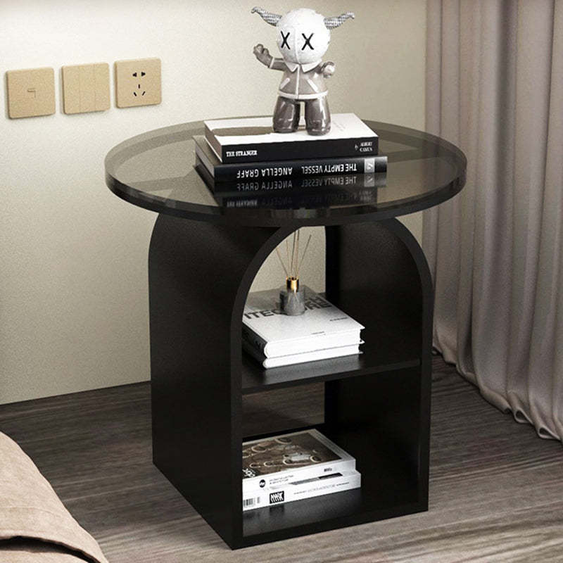 Minimalist Tempered Glass Iron 3-Tier End Table