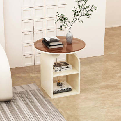 Minimalist Tempered Glass Iron 3-Tier End Table