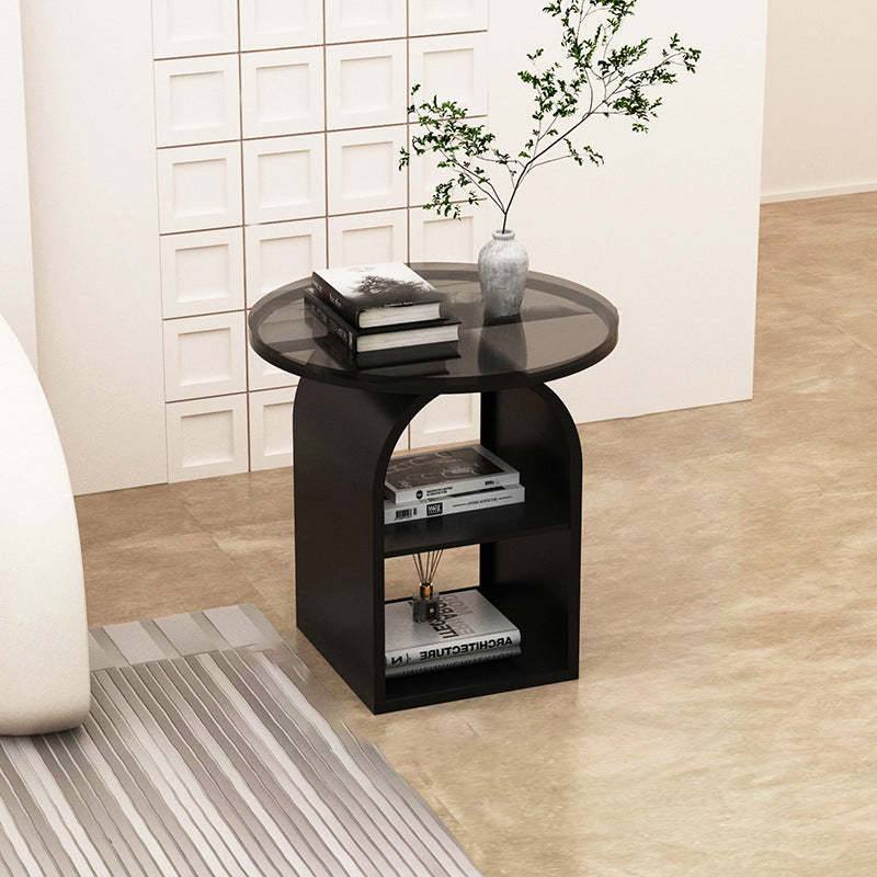 Minimalist Tempered Glass Iron 3-Tier End Table