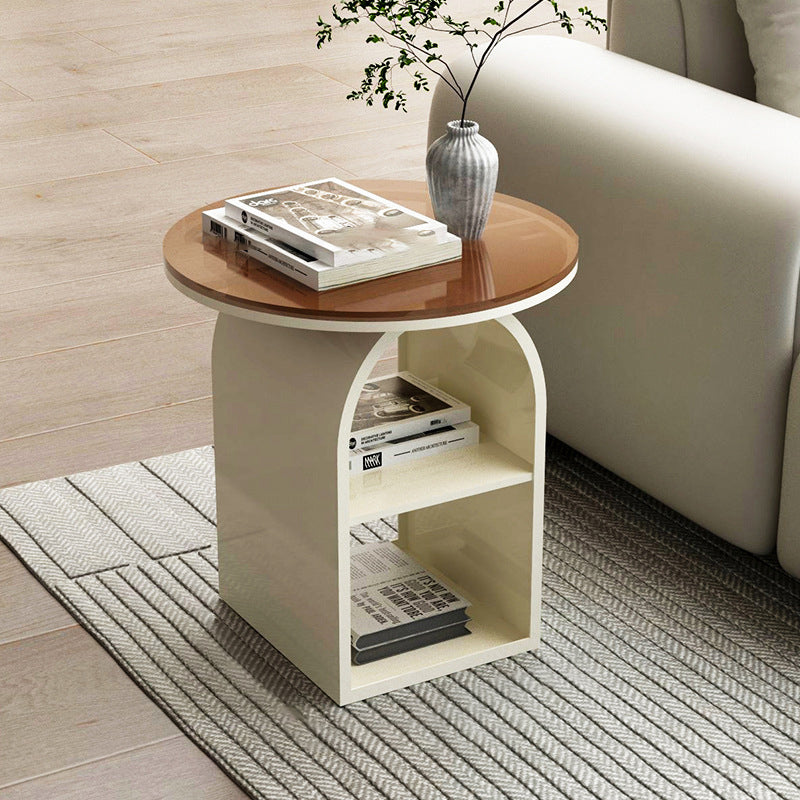 Minimalist Tempered Glass Iron 3-Tier End Table