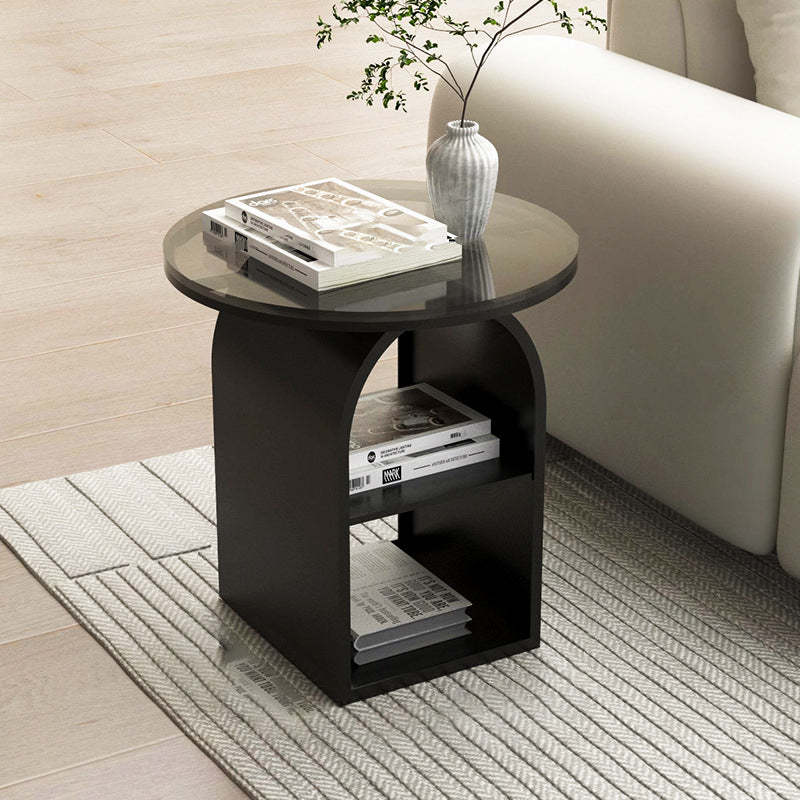 Minimalist Tempered Glass Iron 3-Tier End Table