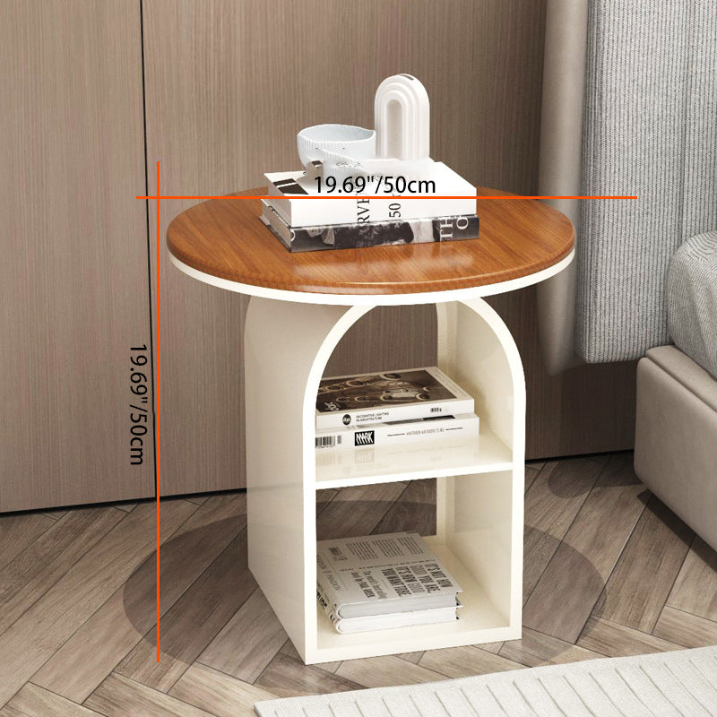 Minimalist Tempered Glass Iron 3-Tier End Table — Wood / Black