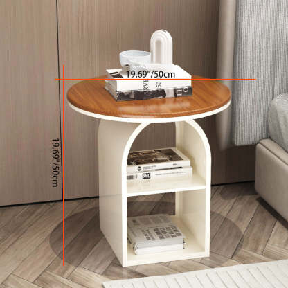 Minimalist Tempered Glass Iron 3-Tier End Table — Wood / Black