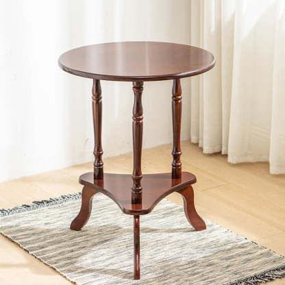 Nordic Round Wood 2-Tier Coffee Table