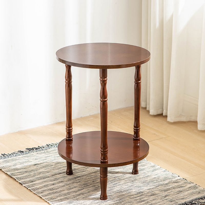 European Round Solid Wood 2-Tier Coffee Table