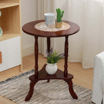 Nordic Round Wood 2-Tier Coffee Table