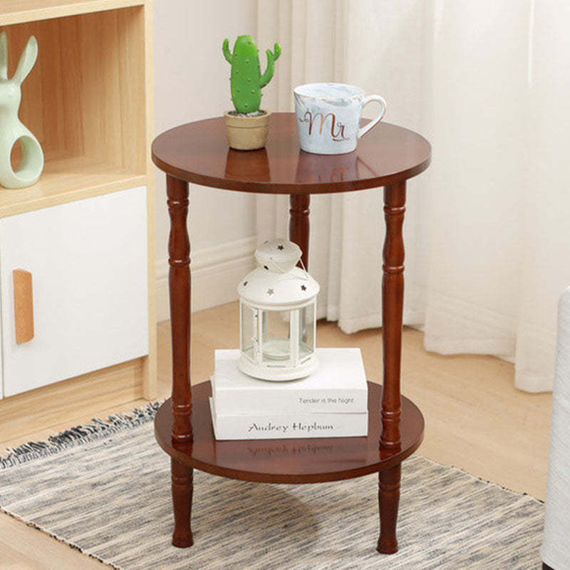 Nordic Round Wood 2-Tier Coffee Table — A - Red