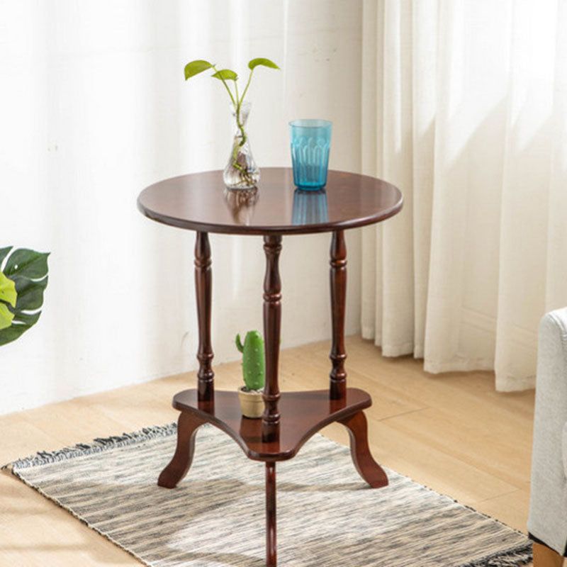 Nordic Round Wood 2-Tier Coffee Table — B - Red