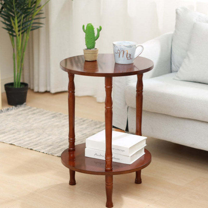 Nordic Round Wood 2-Tier Coffee Table — A - White