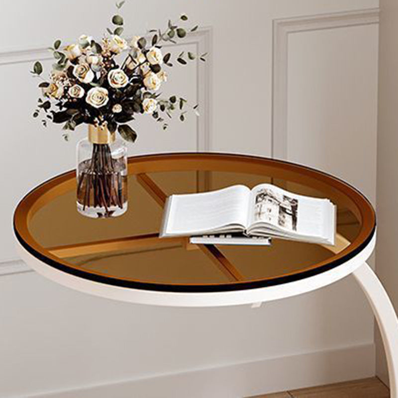 Contemporary Movable Tempered Glass Iron End Table