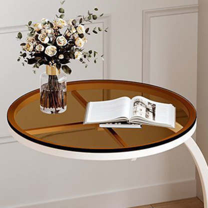 Contemporary Movable Tempered Glass Iron End Table