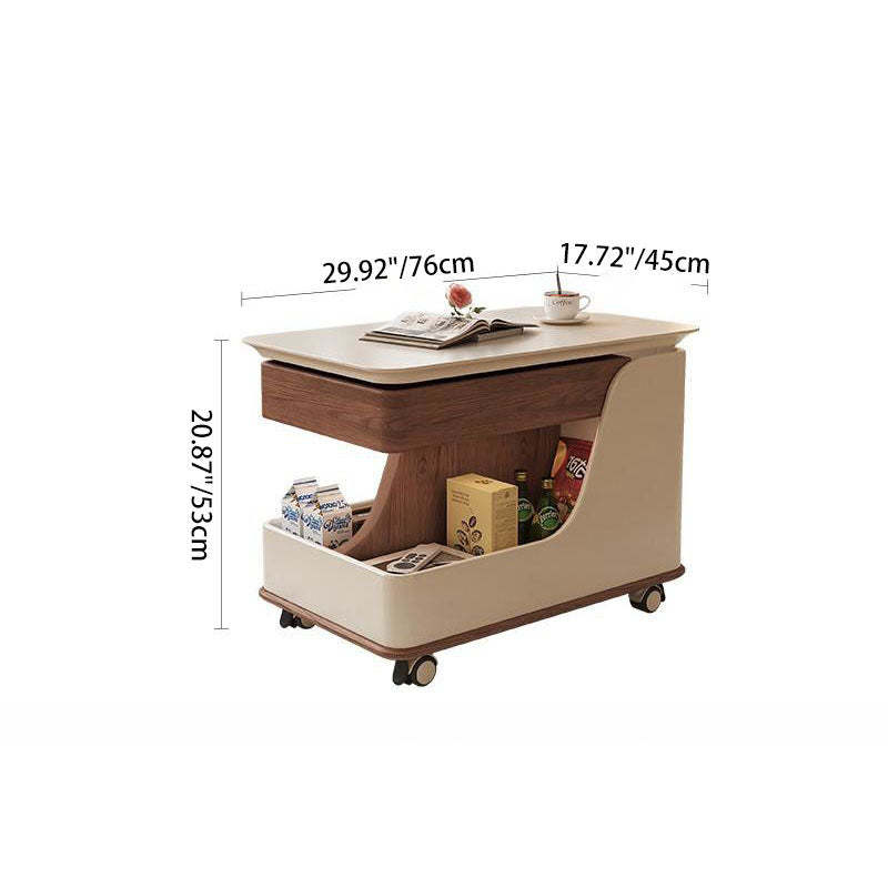 Retro Rock Slab Wood Movable End Table