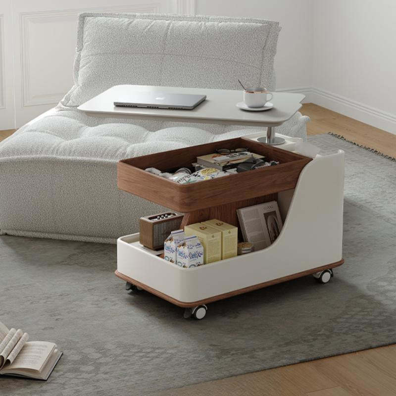 Retro Rock Slab Wood Movable End Table