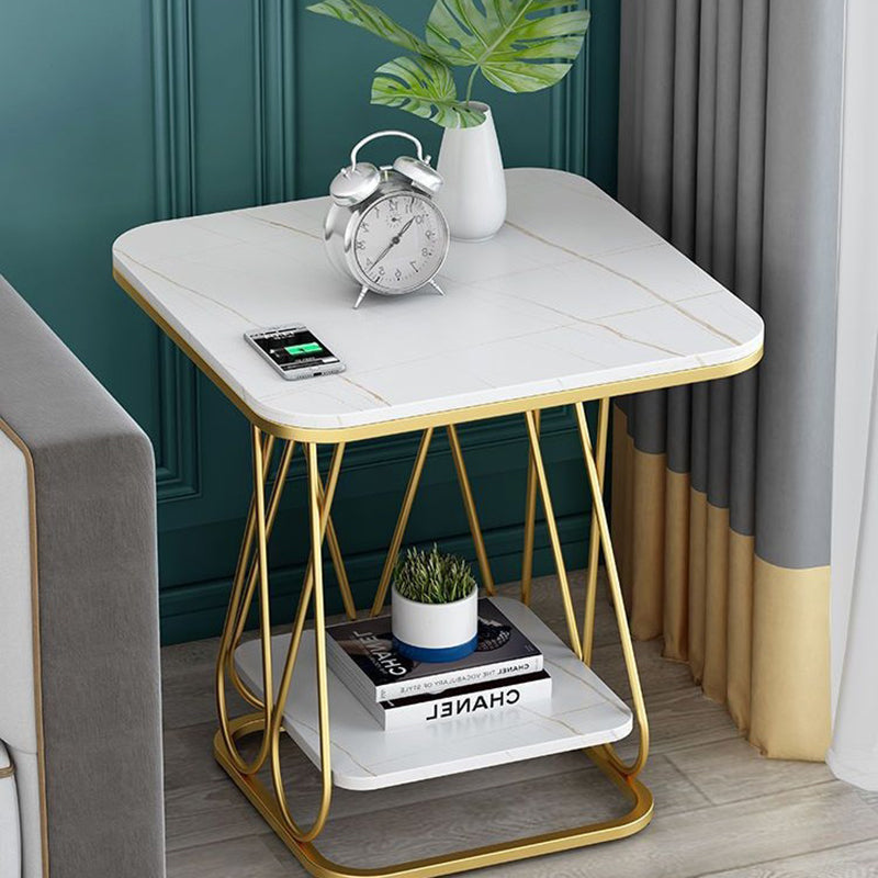 Nordic Geometric Rock Slab Iron End Table