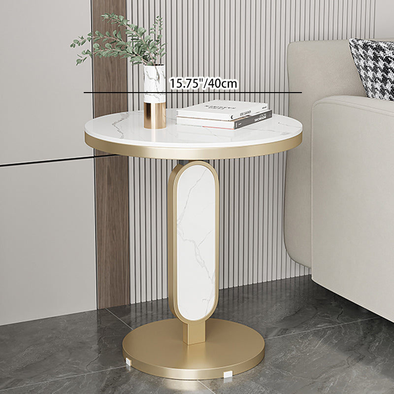 Luxury Round Rock Slab Steel Coffee Table — Black
