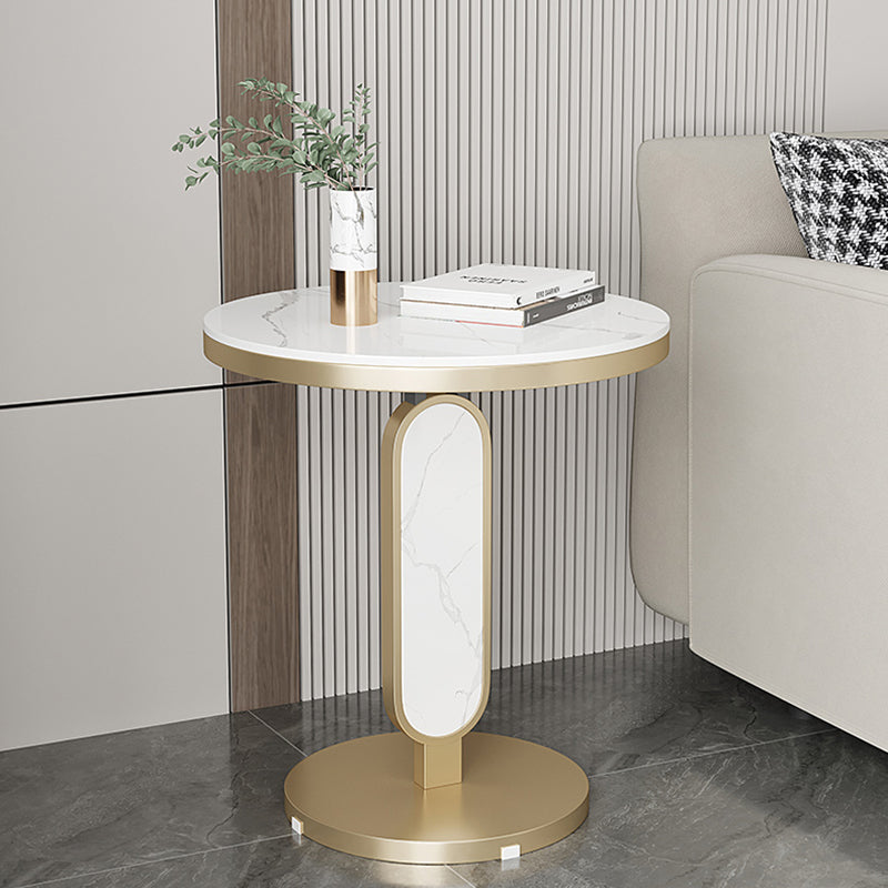 Luxury Round Rock Slab Steel Coffee Table