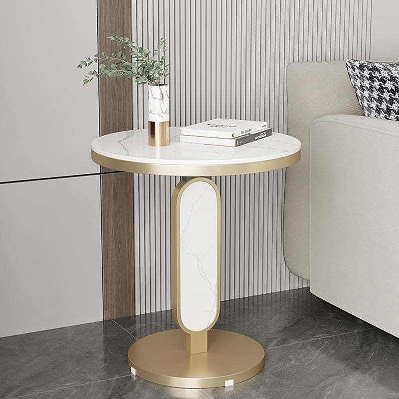 Luxury Round Rock Slab Steel Coffee Table