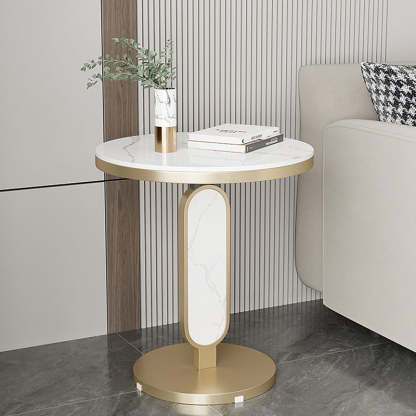Luxury Round Rock Slab Steel Coffee Table