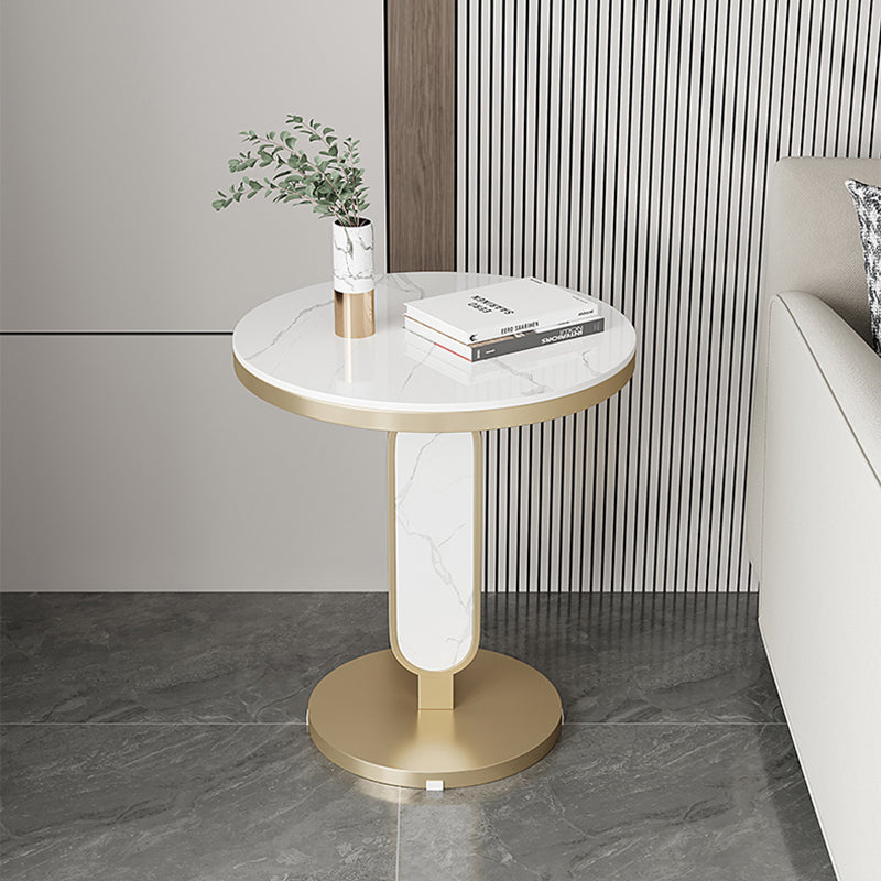 Luxury Round Rock Slab Steel Coffee Table