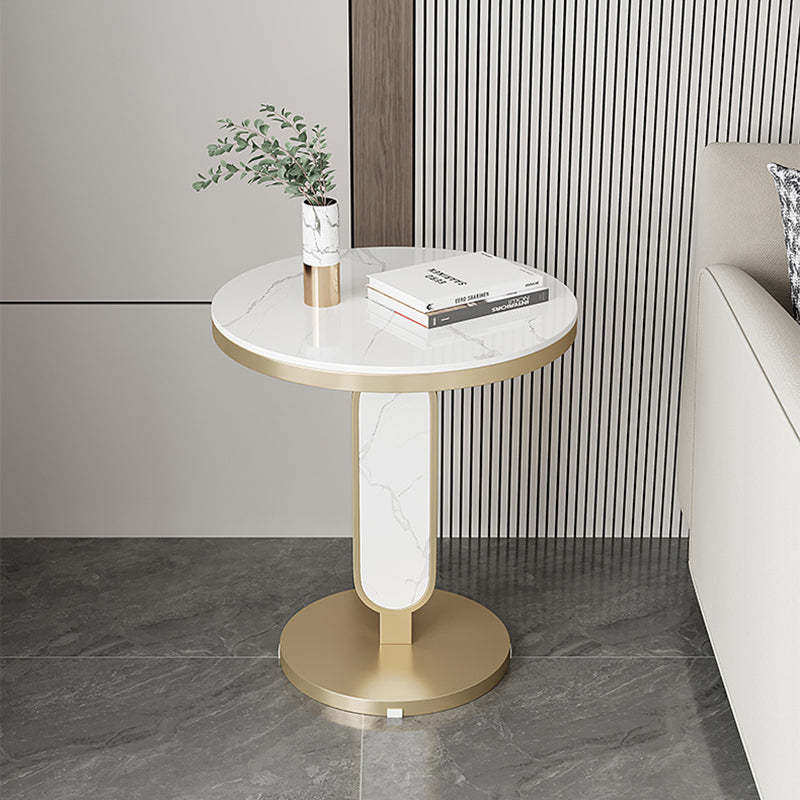 Luxury Round Rock Slab Steel Coffee Table