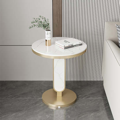 Luxury Round Rock Slab Steel Coffee Table