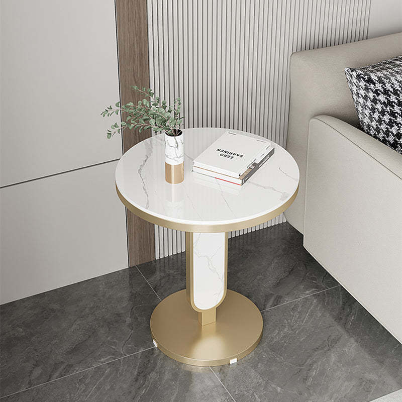 Luxury Round Rock Slab Steel Coffee Table