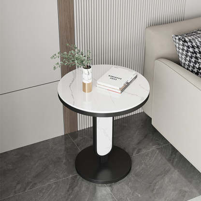 Luxury Round Rock Slab Steel Coffee Table