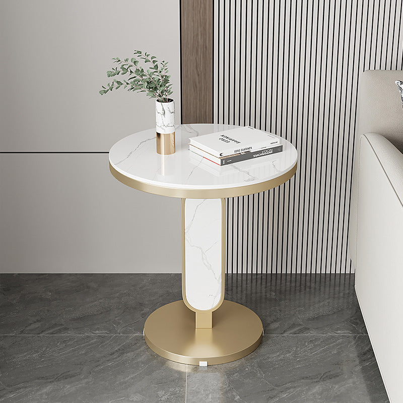 Luxury Round Rock Slab Steel Coffee Table