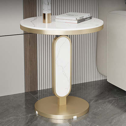 Luxury Round Rock Slab Steel Coffee Table
