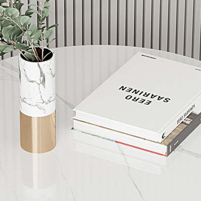 Luxury Round Rock Slab Steel Coffee Table
