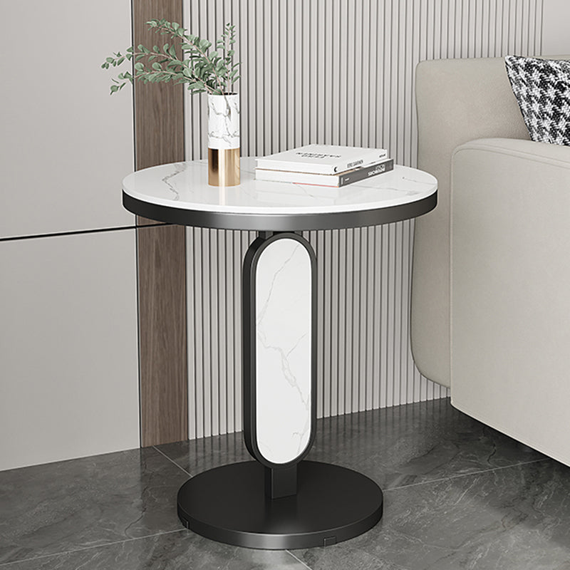 Luxury Round Rock Slab Steel Coffee Table — Gold