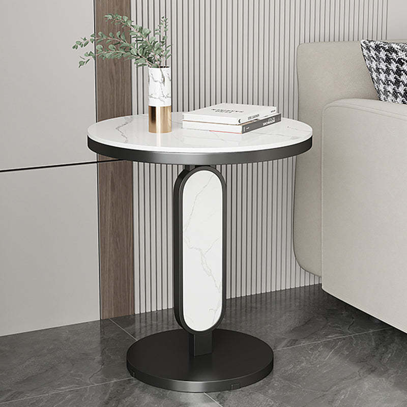 Luxury Round Rock Slab Steel Coffee Table — Gold