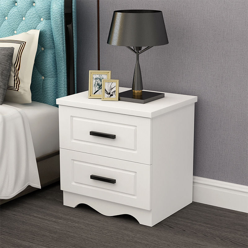 Modern Rectangular Board 2-Drawer Nightstand — A