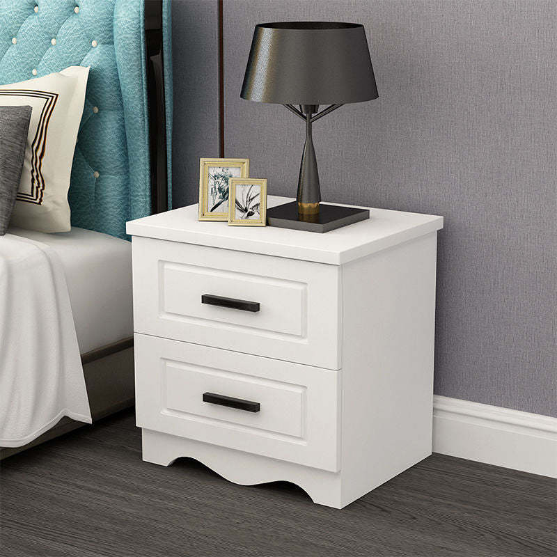 Modern Rectangular Board 2-Drawer Nightstand — A