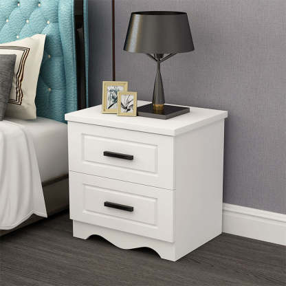 Modern Rectangular Board 2-Drawer Nightstand — A