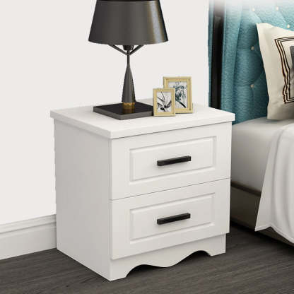 Modern Rectangular Board 2-Drawer Nightstand