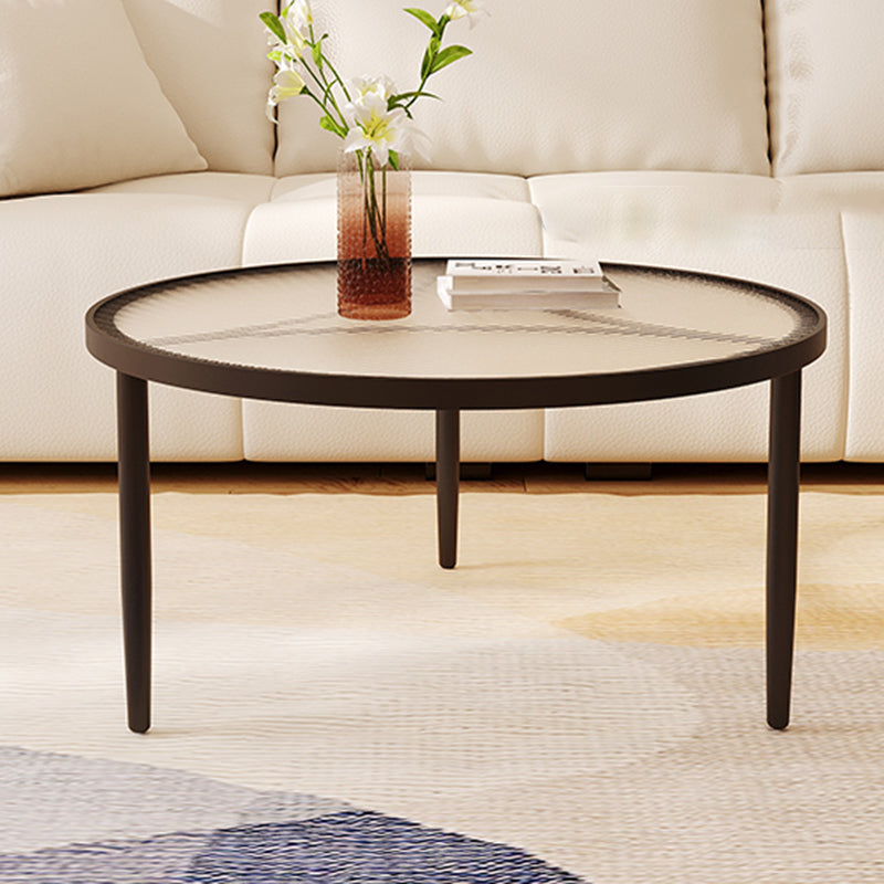 Luxury Tempered Glass Iron Wood Coffee Table — Tea Color / White