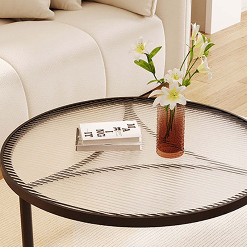Luxury Tempered Glass Iron Wood Coffee Table — White / White