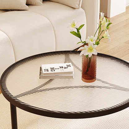 Luxury Tempered Glass Iron Wood Coffee Table — White / White