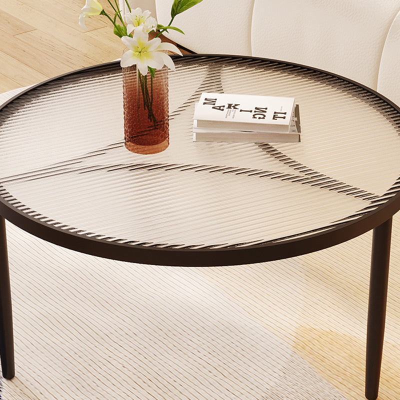 Luxury Tempered Glass Iron Wood Coffee Table — White / Black