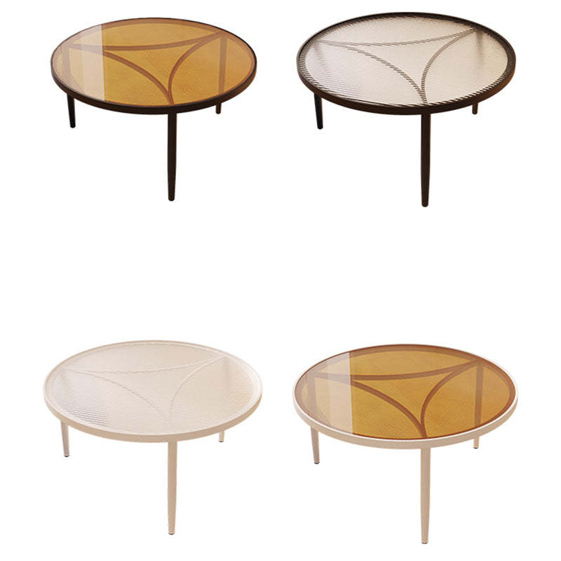Luxury Tempered Glass Iron Wood Coffee Table