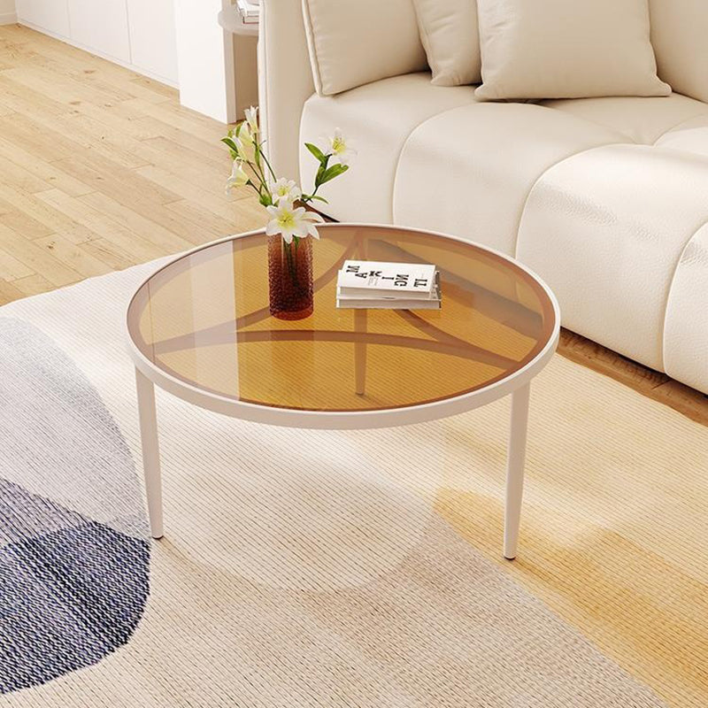 Luxury Tempered Glass Iron Wood Coffee Table — White / Black