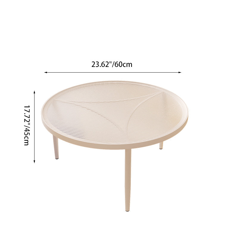 Luxury Tempered Glass Iron Wood Coffee Table — White / White
