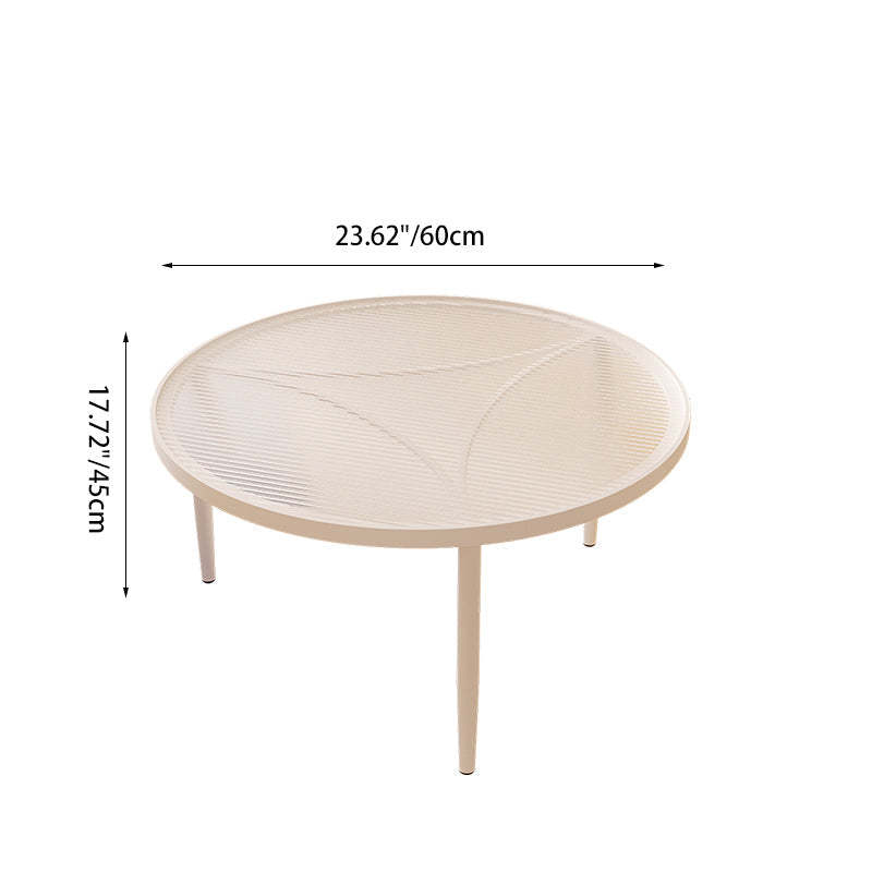 Luxury Tempered Glass Iron Wood Coffee Table — White / White